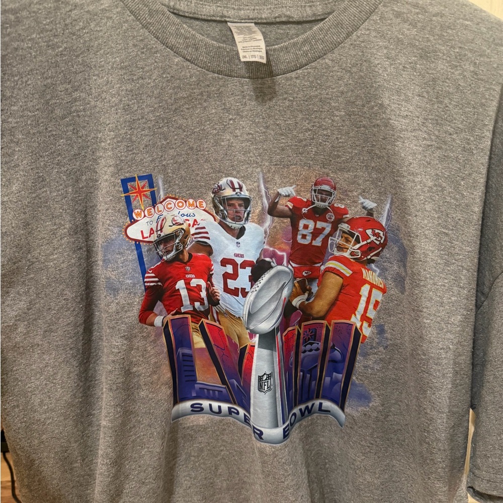 2XL Chiefs vs 49ers Gray Super Bowl LVIII Graphic T Shirt